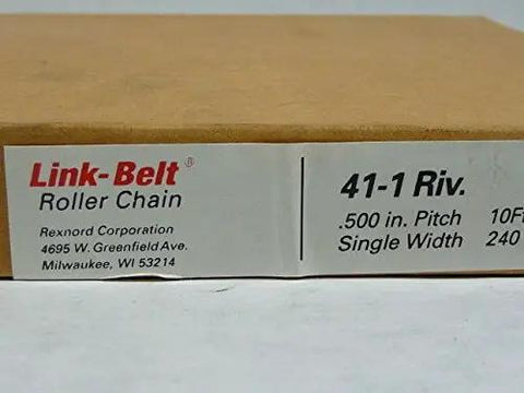 Riveted Link Chain For Conveyors One Half Inch Pitch Single Width Ten Foot Length Two Hundred Forty Pitches Beefy Heavy Duty