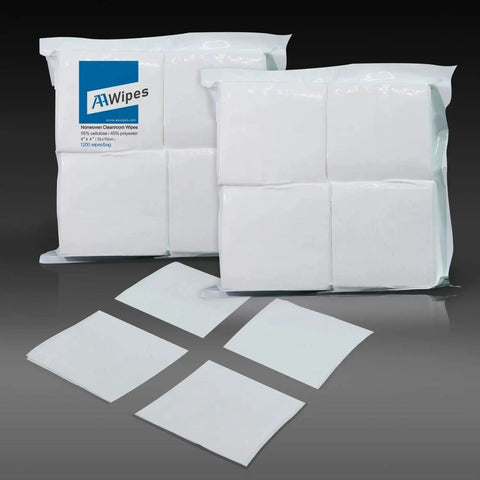 Lint Free 4x4 Wipes 1200 Pcs Cellulose Polyester Blend For Lab Pharma packs and individual wipes displayed
