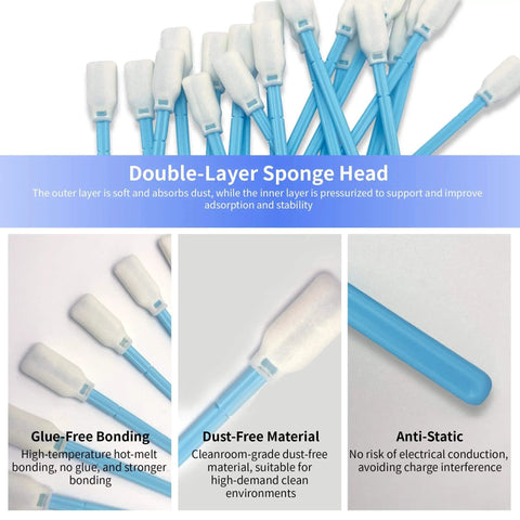 Lint Free 5.9 Inch Foam Cleaning Swabs Pro Grade For Lab Printers Inkjet DX Printheads - close-up view with features displayed