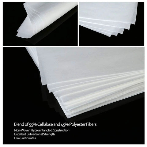 Close-up of Lint Free Wipes Cleanroom Disposable 6x6 Inches Cellulose Polyester Blend 56 GSM, showcasing material texture.