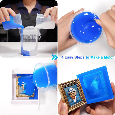 Liquid Silicone Mold Making Kit Sapphire Blue 30A For Resin Jewelry Candle Concrete Plaster Casting DIY Friendly Pro Grade High Strength Silicone Rubber 4.4 Lbs 1 To 1 By Volume Ideal For Mold Casting Self Degassing Low Viscosity For Long Working Time used in mold process
