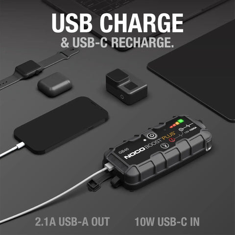 1000 Amp UltraSafe Jump Starter 12V Lithium Battery Booster Pack Portable Jump Box with USB charge ports.