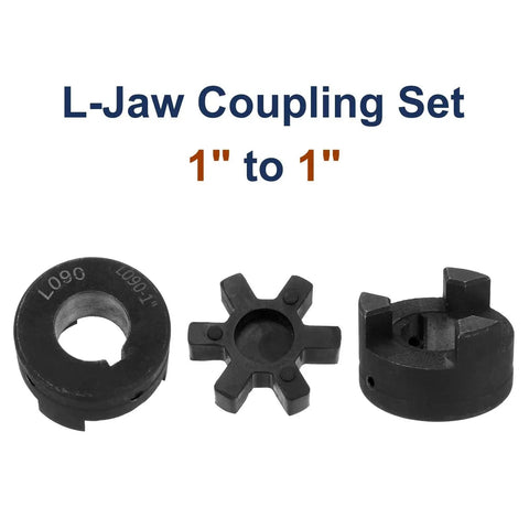 Flexible Three Piece L Jaw Coupling Set For Log Splitter And Hybrid Equipment One Inch Bore with keyways and Buna NBR Insert