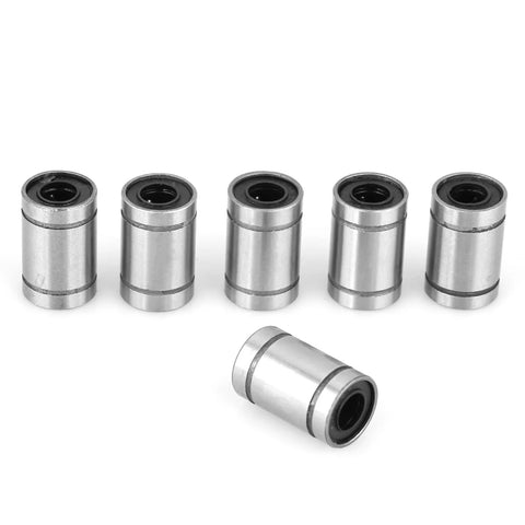 ✝️ 8pcs lm6uu linear ball bearings, 3d printer cnc parts, 6mm bore dia 12mm OD linear bearings set displayed on white background