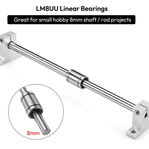 10 Pack LM8UU Linear Ball Bearings 8mm Bore Carbon Steel Double Sided Rubber Seals Nickel Plated Surface For CNC Machines And 3D Printers Linear Rail Guides
