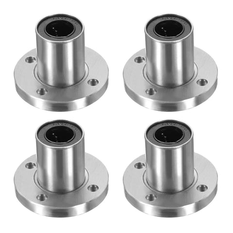 ✝️ 4 pack lmf12uu linear ball bearings, 12mm bore round flange linear ball bearings flange motion bushing with double side rubber seal