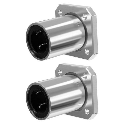 2PCS LMK25UU Square Flange Linear Ball Bearings, 25mm Bore Dia, 40mm OD, 59mm Length with Double Side Rubber Seal for CNC
