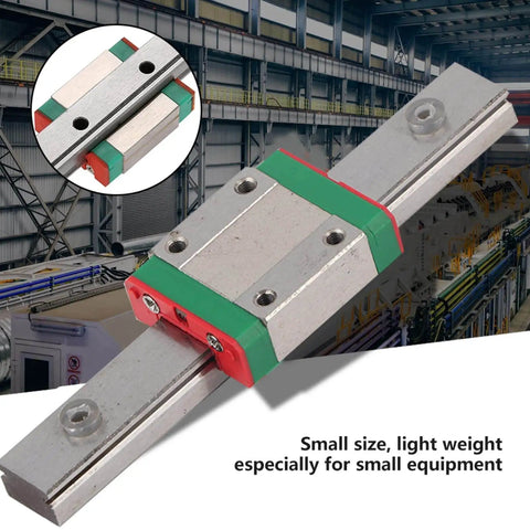 LML12B Linear Slide Block With Retainer And Lubrication System, 12mm wide guide, 100mm travel shown in industrial setting