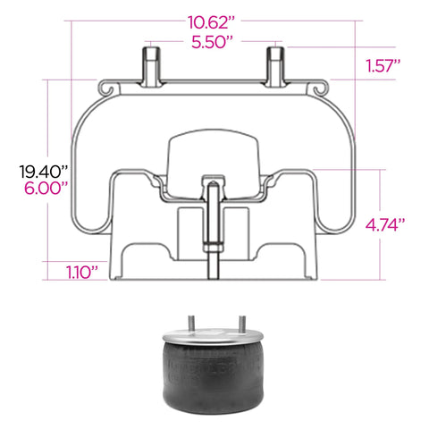 Load Boss 8709 Air Spring For Trailer Suspension diagram and product view