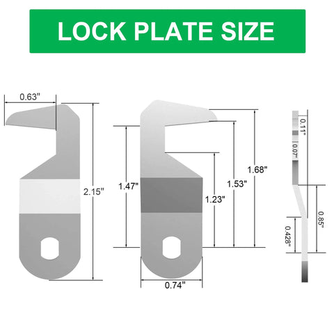 Diagram showing dimensions of lock plate for Two Pack Toolbox Locks With Keys Five Eighths Inch Tubular Cam Locks Keyed Alike.