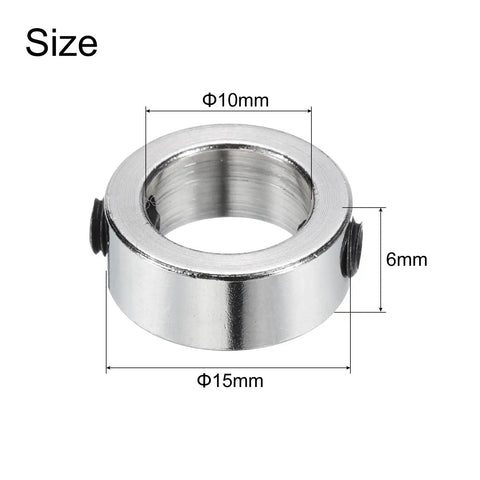 Locking 10mm Shaft Collars With Set Screws For Precision Positioning And Stops, 15mm Outer Diameter, 6mm Thick, 304 Stainless Steel, 10 Pack