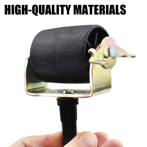 Close-up of one locking bed frame caster showing high-quality materials and swivel design, part of the Locking Bed Frame Casters Set Of 4 With Brakes And Stem Socket Sleeves For Bedframe Replacement Smooth Rolling On Carpet Or Hard Floors Swivel Wheel Castors With Secure Locks To Stabilize Your Bed.