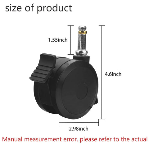 4 Pack Locking Caster With Insert Replacement Parts 70360 for Genesis Spirit E310 E320 S330 showing size dimensions
