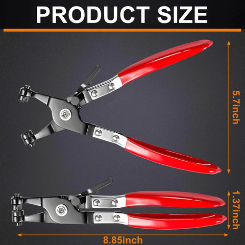 Locking pliers with red handle from 380 Pcs 6 To 22 Mm Spring Hose Clamps Kit 12 Sizes Black Fuel Line Clamps