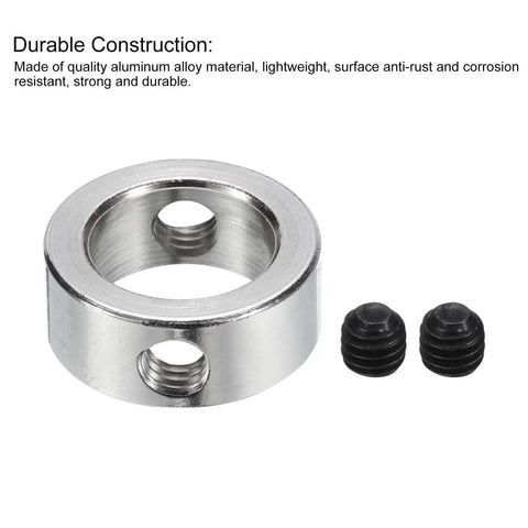Locking 10mm Shaft Collars With Set Screws For Precision Positioning And Stops, 304 Stainless Steel, close-up view with screws