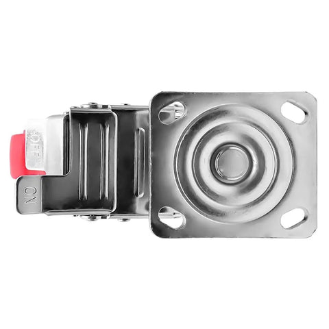 Top view of Heavy Duty 8 Inch By 2 Inch Locking Swivel Caster Set Of Four With Polyurethane On Polyolefin Core, metal base.