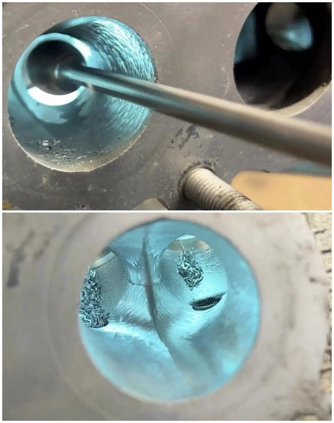 Long Carbide Burr Set For Die Grinder Five Pieces With Quarter Inch Shank And 6.22 Inch Total Length Rotary Rasp in action