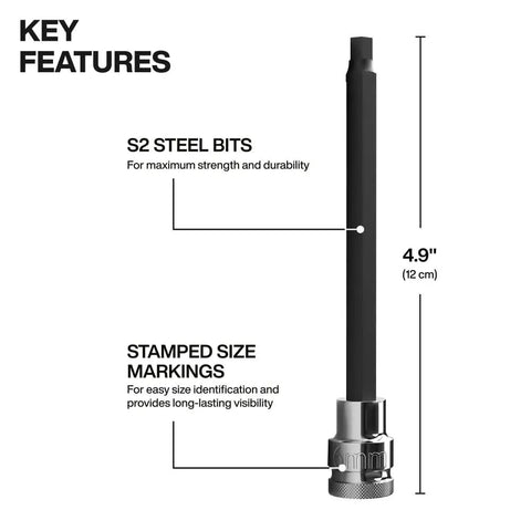 Long Hex Bit Socket Set for Tight Spaces, 16-Piece SAE and Metric, Features S2 Steel Bits and Knurled Base, Klein Tools
