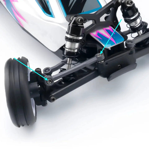 10Pcs Aluminum Alloy Ball Head Screws And Ball Studs Upgrade Parts installed on Losi 1/24 Micro B and 1/28 Micro T RC car front suspension