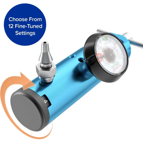 Low Flow Ozone Therapy Oxygen Regulator for Ozone Generators Easy to Use CGA 870 T Handle Connection with settings dial.