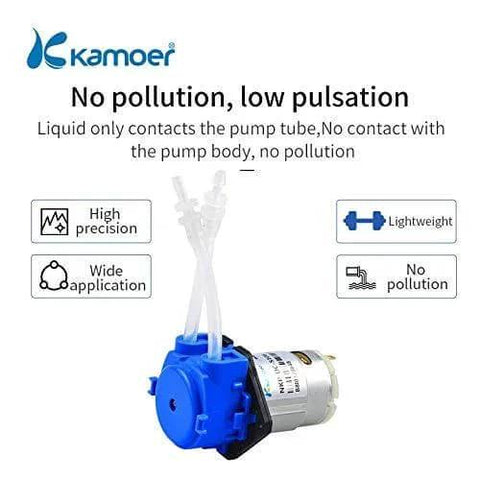 Low flow peristaltic pump 12V dc DIY liquid small dosing pump for aquarium lab analytical 3mm ID x 5mm OD with blue housing