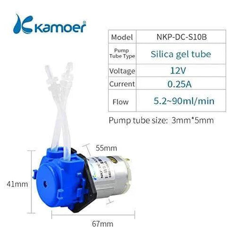 Low flow peristaltic pump 12V DC DIY liquid small dosing pump for aquarium lab analytical 3mm ID x 5mm OD with specifications