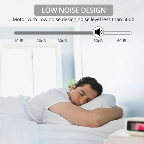 Person sleeping peacefully illustrating the low noise design of the Heavy Duty 12V Linear Actuator 660 LBS 3000 N With 6 Inch Stroke.