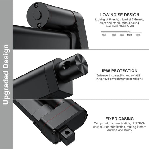 Justech 12V heavy-duty linear actuator with mounting bracket, 660LBS/3000N, 2in stroke, IP65, low-noise