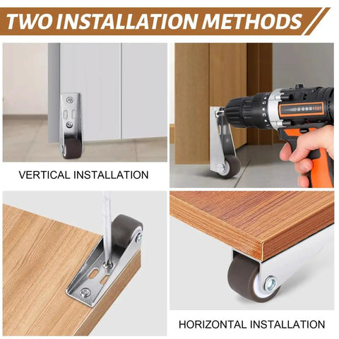 0.9 Inch Low Profile Caster Wheels Set Of 4 Long Frame Rigid Casters for Vertical or Horizontal Installation on furniture