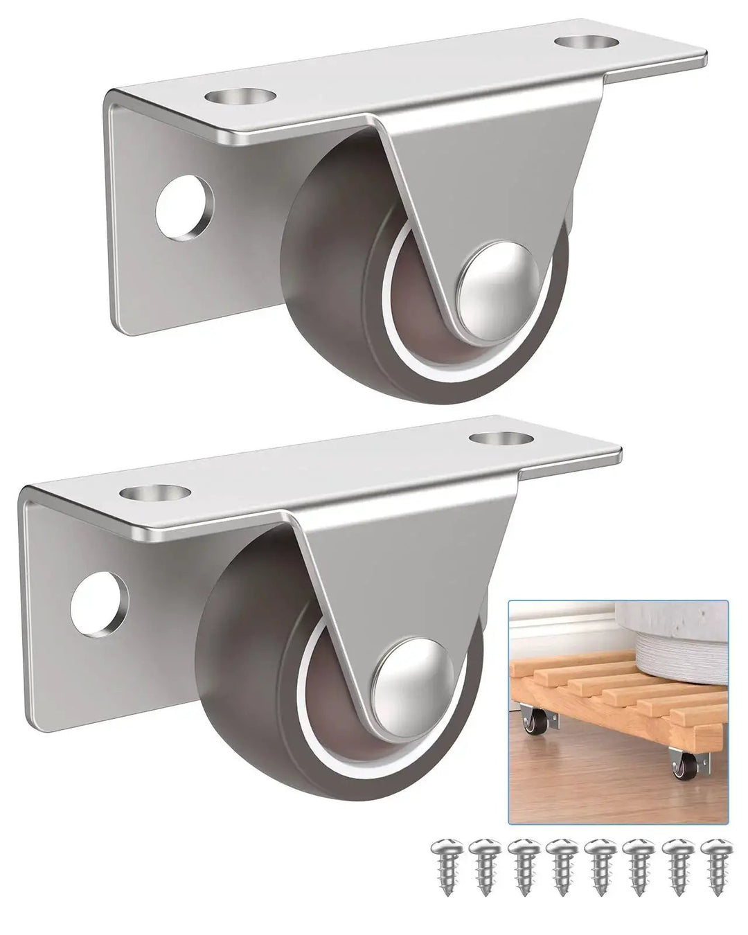 1 Inch Low Profile Casters Wheels Set Of 2 With Side A...