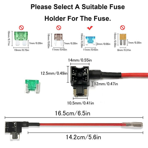 Low Profile Mini Blade Fuse Tap Kit With Wire Harness, 3 Pack For Cars Trucks And Boats, Includes 8 Fuses (3A, 5A, 7.5A, 10A, 15A, 20A, 25A, 30A) And A Fuse Puller, 12V-24V-32V Auto Electrical Accessory For Easy DIY Upgrades diagram