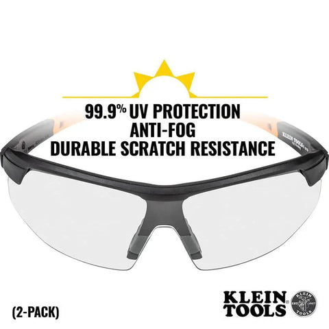 Low Profile Safety Glasses Narrow Lens Z87 1 Anti Fog Scratch Resistant 2 Pack front view with UV protection and anti-fog features