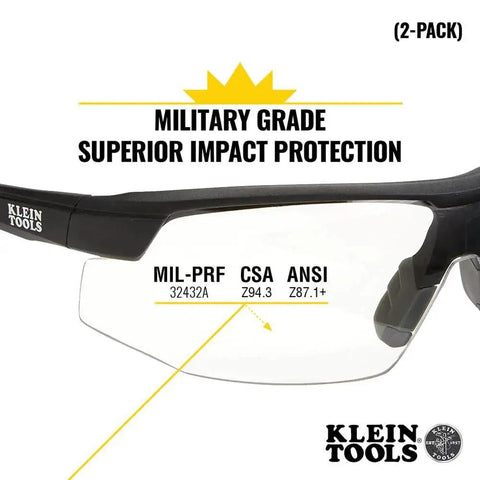 Low Profile Safety Glasses Narrow Lens Z87 1 Anti Fog Scratch Resistant 2 Pack, side view showcasing safety approvals