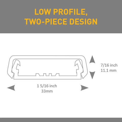 Dimensions of NM2-D Nonmetallic Plastic Raceway For Extending Power And Concealing Cords Outlet Kit With Wall Plate Ivory Finish