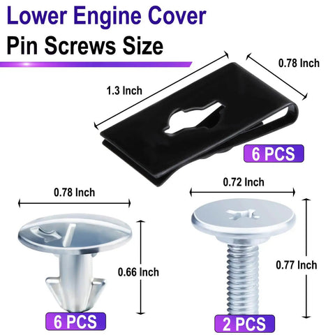 14 Piece Lower Engine Cover Pin Screw Set Includes 6 Radiator Access Pins 2 Lower Cover Bolts And 6 Engine Splash Shield Clips For Honda Civic Accord CRV And Acura Vehicles Replacement Fastener Kit