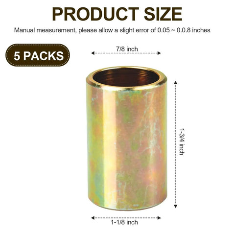 5 Pack Universal Lower Lift Arm Bushing Fits Category II To I Hitch Systems Cat I To Cat II, showing product size and dimensions.