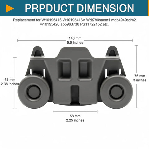 Set Of 4 Upgraded Lower Rack Dishwasher Wheels Replacement For W10195416, Compatible With Kitchenaid Whirlpool Maytag Kenmore