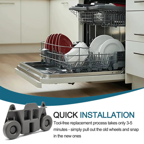 Set Of 4 Upgraded Lower Rack Dishwasher Wheels Replacement For W10195416, Compatible With Kitchenaid Whirlpool, dish rack with plates