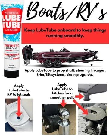 LubeTube 4oz Multipurpose Synthetic Grease for Pool Equipment, Plumbing Fixtures, RV Toilets, Marine Systems, Machinery & Household Use