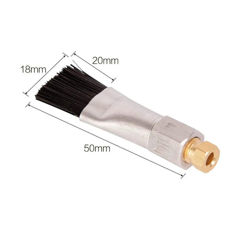 Escalator Automatic Oiling Brush And Chain Lubrication Brush Set with zinc alloy and nylon head, dimensions labeled 18mm, 20mm, 50mm