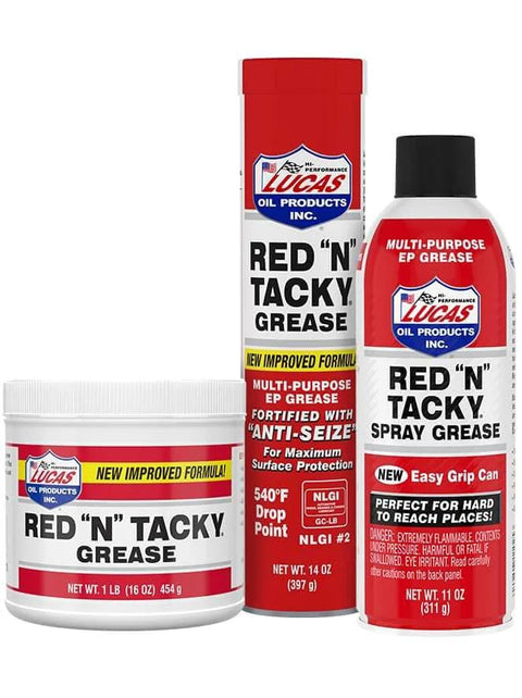 Lucas Oil 10005 Red 'N' Tacky Grease - 14 Ounce tube, tub, and spray can for automotive use