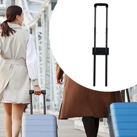 Replacement Luggage Telescopic Handle For Travel Bags Extendable 3 Stage Pull Out Rod with PP Grip shown on suitcase