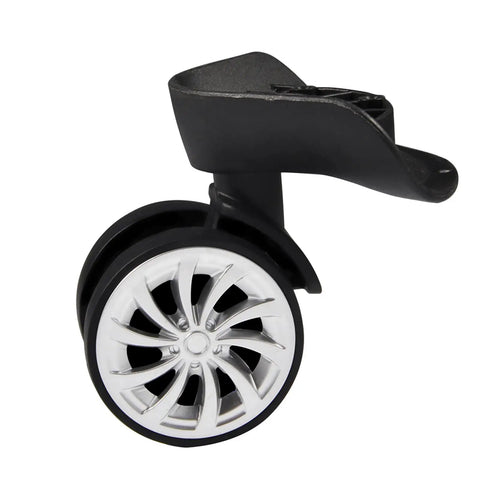 Side view of 360 Degree Swivel Replacement Wheels For Luggage And Suitcases, Size 3.1 By 3.5 By 2.2 Inch, black plastic material.