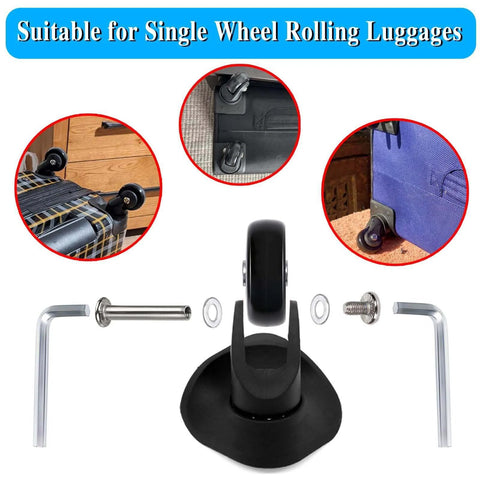 50mm x 18mm Set of 4 Luggage Suitcase Replacement Wheels, Rubber Swivel Caster Wheels Bearings Repair Kits (Black)