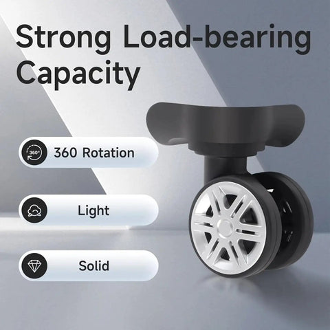 2 Pcs Replacement Luggage Wheels For Most Suitcases Durable Plastic 360 Degree Spinner Wheels With Smooth Quiet Rotation Ideal For Quick DIY Repair And Refitting Travel Luggage With Universal Fit And Four Hole Mounting Alignment visible with strong load-bearing capacity feature.