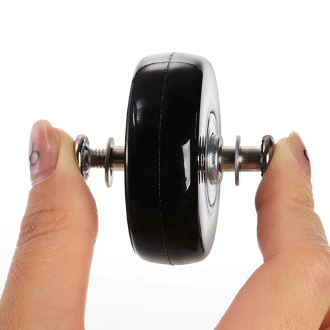 Side view of a black caster wheel from Set of 8 Luggage Suitcase Replacement Wheels, 50 x 18mm PU Caster Wheels Bearings Repair Kits.