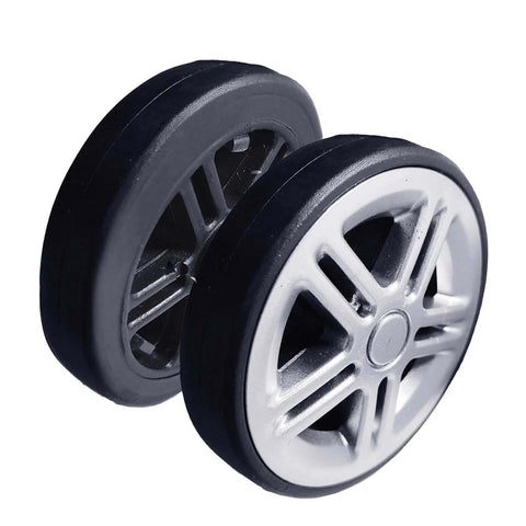 Luggage Suitcase Replacement Wheels Wear Resistant Silent Swivel Casters Repair Kit Silver 55mm close-up view of rubber wheels.