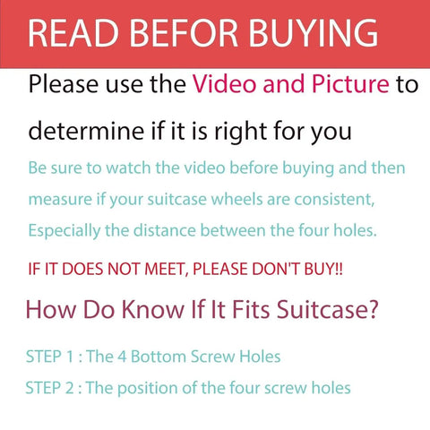 Instructions for verifying fit of 2 Pcs Replacement Luggage Wheels For Most Suitcases Durable Plastic 360 Degree Spinner Wheels
