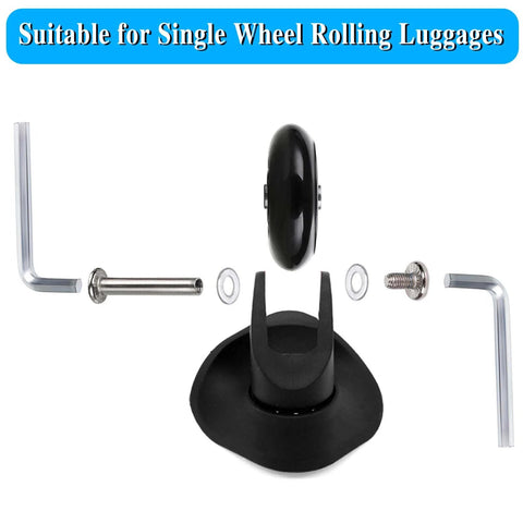 40mm x 18mm Luggage Suitcase Replacement Wheels, Rubber Swivel Caster Wheels Bearings Repair Kits, A Set of 4 components displayed