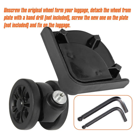 Side view of 2 Pack Luggage Replacement Wheels Universal Suitcase Swivel Casters Rubber Wheels Repair Kit 55mm Diameter Durable Wear Resistant